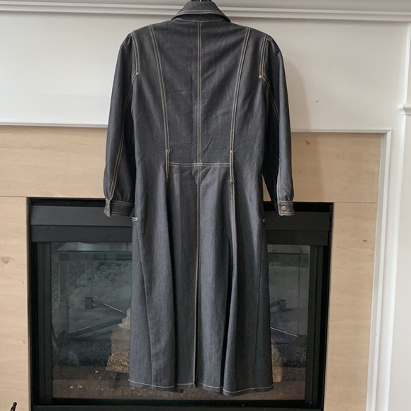 Cache Black Raw Denim Button Front A-line Dress, 4 - Picture 7 of 9